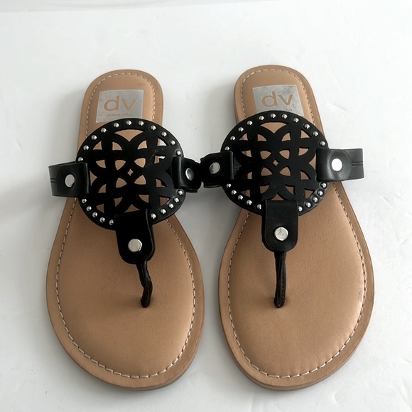 DV Dolce Vita Women’s Gotie Black Sandals Flats Summer Shoes Size 5.5 NWT - Picture 5 of 6